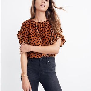 Madewell Ruffle Sleeve Too Leopard Dot